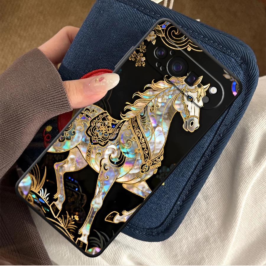 Google Pixel 9 - Casing Penutup Ponsel Lucky Horse Funda